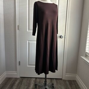 Eileen Fisher Rich Brown Long Sleeve Dress